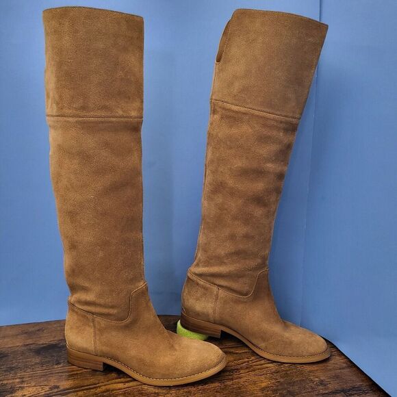 NWOT Michael Kors Regina Over The Knee Flat Riding Boot Dark Caramel Brown 6M - Picture 1 of 11